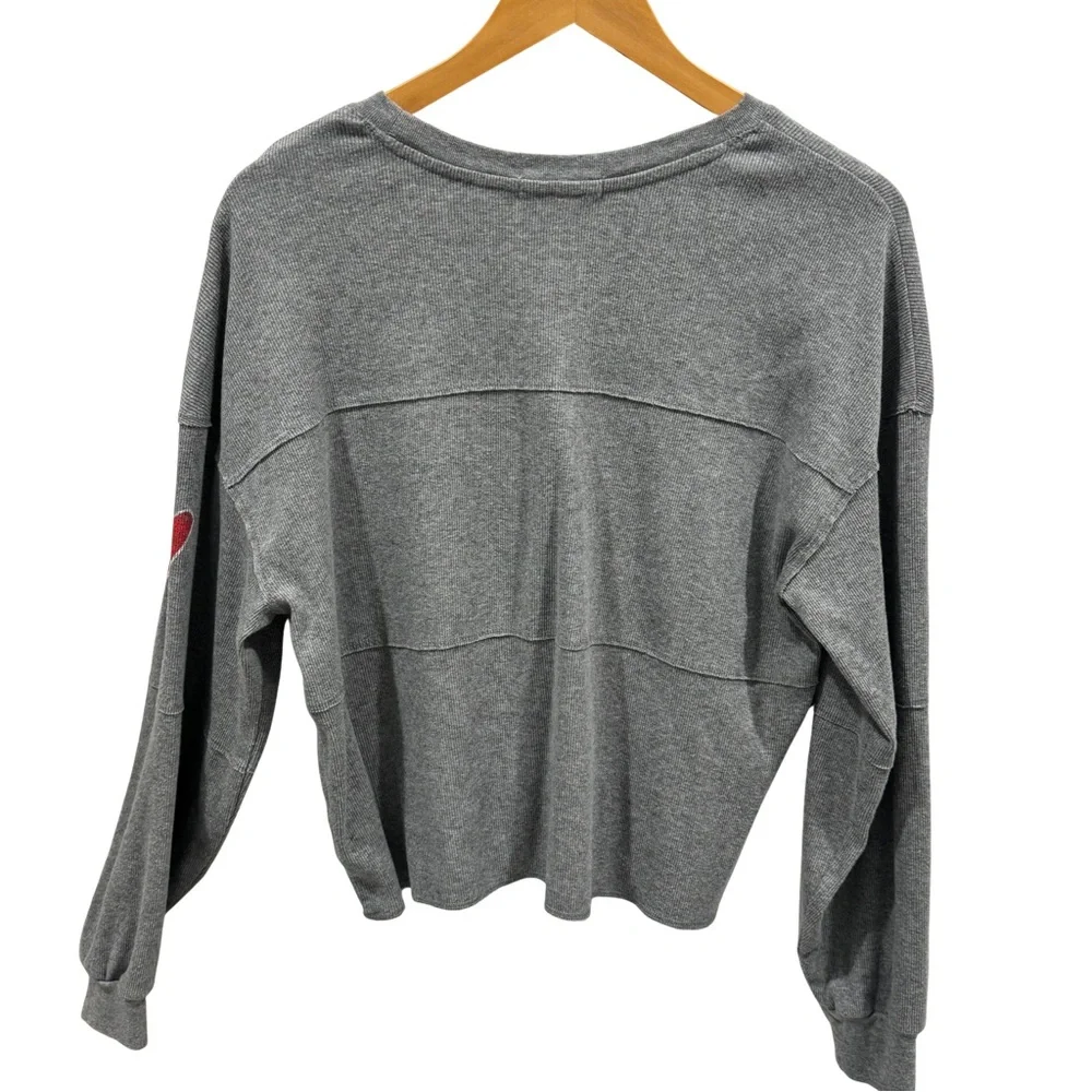 ’47 Ole Miss Cropped Waffle Knit Thermal Long Sleeve Top M Game Day Rebels - Picture 2 of 9